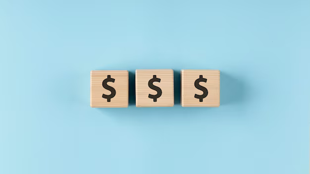 Dollars on wooden cubes